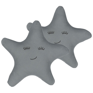 Set di 2 cuscini per bambini in tessuto grigio a forma di stella con imbottitura morbida per bambini