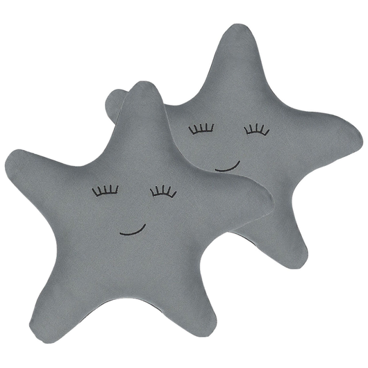 Set di 2 cuscini per bambini in tessuto grigio a forma di stella con imbottitura morbida per bambini