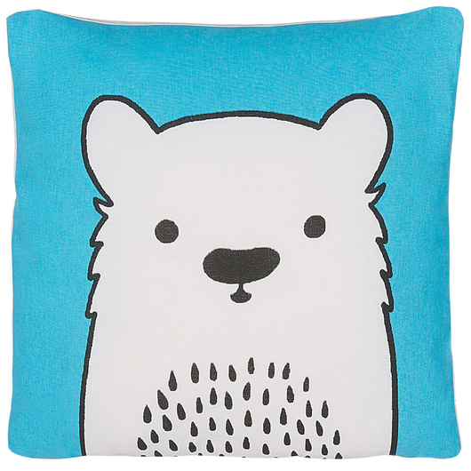 Set di 2 cuscini per bambini Set di 2 cuscini immagine orso in tessuto blu con imbottitura morbida giocattolo per bambini