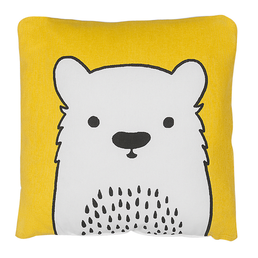 Set di 2 cuscini per bambini Set di 2 cuscini con immagine di orso in tessuto giallo con imbottitura morbida giocattolo per bambini