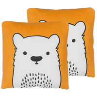 Set di 2 cuscini per bambini Set di 2 cuscini con immagine orso in tessuto arancione con imbottitura morbida giocattolo per bambini