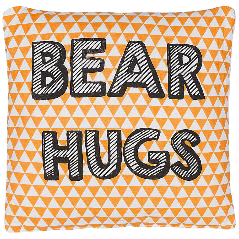 Set di 2 cuscini per bambini in cotone arancione 40 x 40 cm Abbracci dell'orso stampa motivo triangolare a forma quadrata cameretta