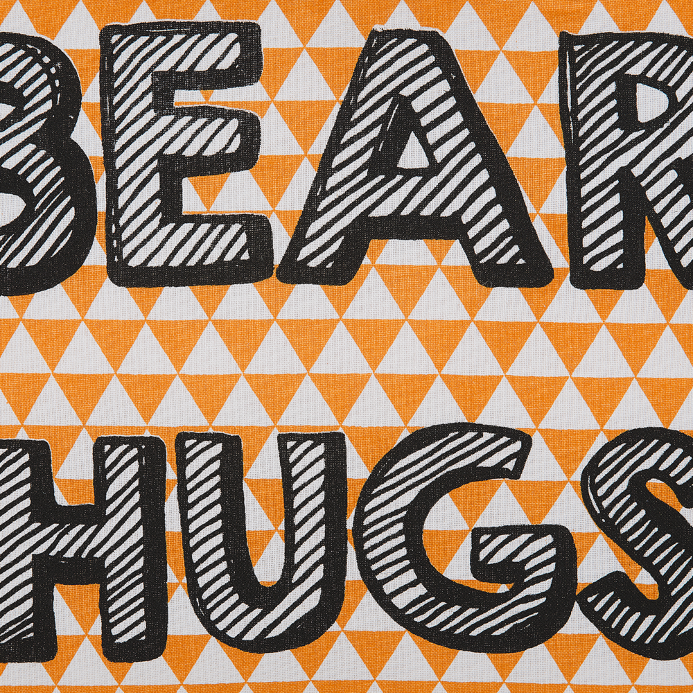 Set di 2 cuscini per bambini in cotone arancione 40 x 40 cm Abbracci dell'orso stampa motivo triangolare a forma quadrata cameretta