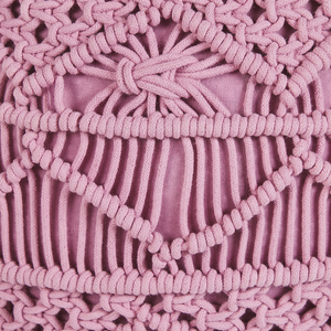 Pouf lavorato a maglia Poggiapiedi rotondo intrecciato all'uncinetto in cotone rosa