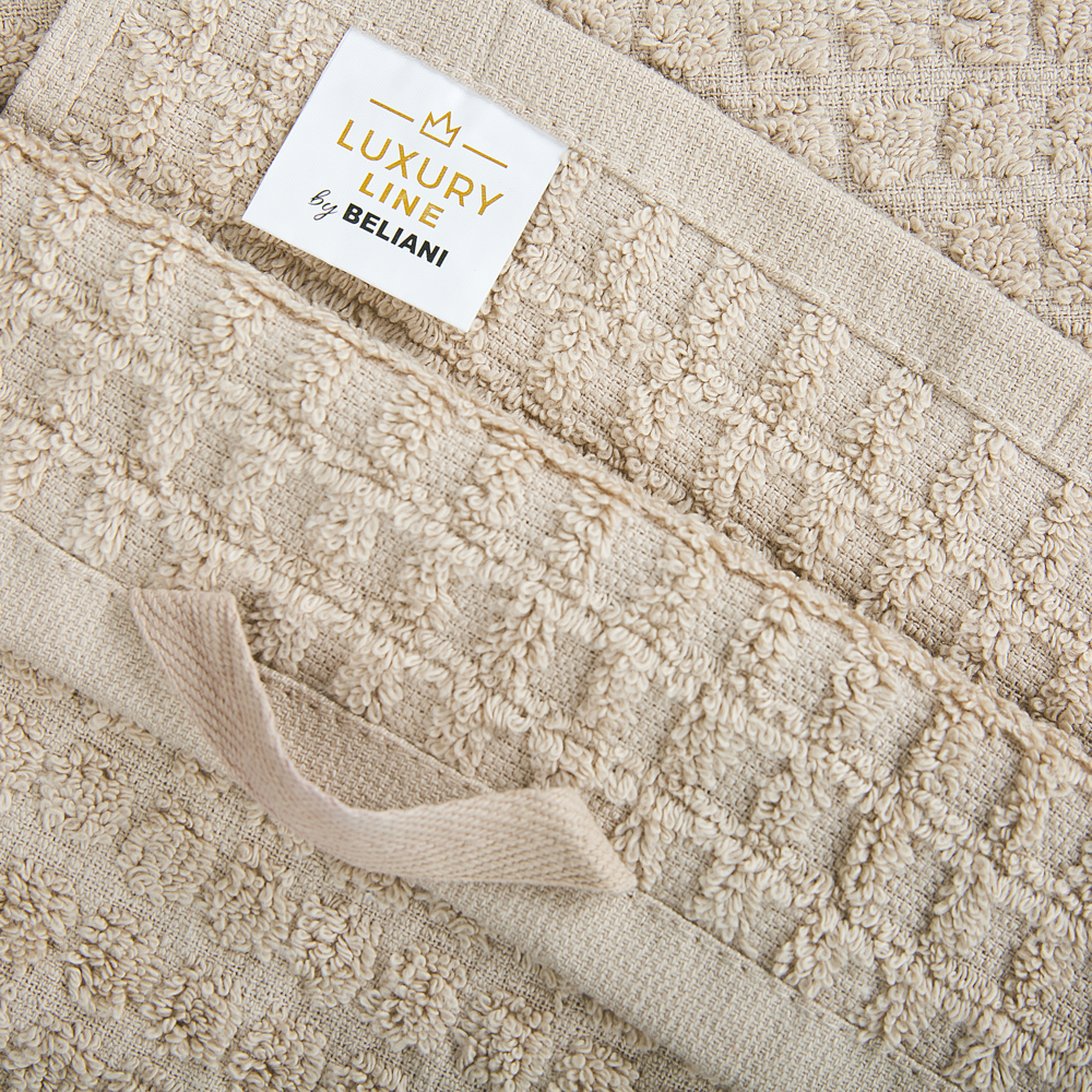 Set di 11 asciugamani Telo da bagno e tappetino da bagno per ospiti in cotone beige