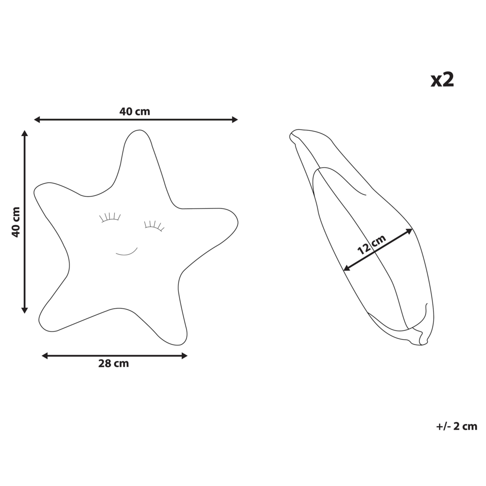Set di 2 cuscini per bambini in tessuto grigio a forma di stella con imbottitura morbida per bambini