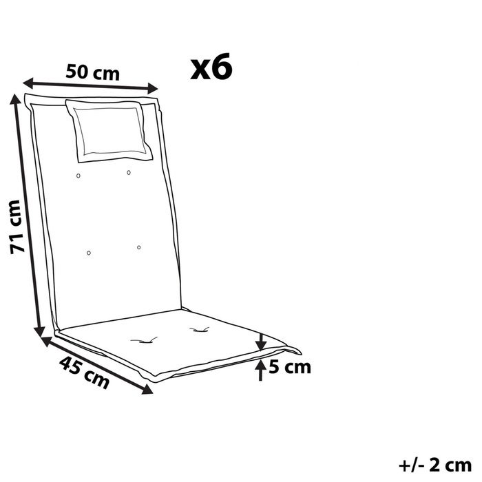 Set di 6 cuscini per sedie da giardino Cuscino per schienale in poliestere blu Design moderno Cuscino per esterni
