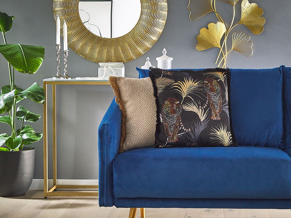 Set di 2 cuscini decorativi Animale Nero 45 x 45 cm Motivo Tigre moderno Glamour Decor