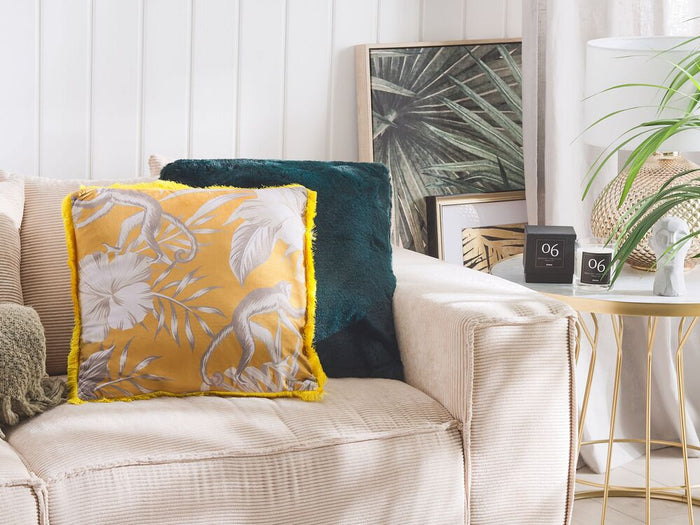 Set di 2 cuscini decorativi forma di animale giallo 45 x 45 cm moderno Glamour Decor accessori