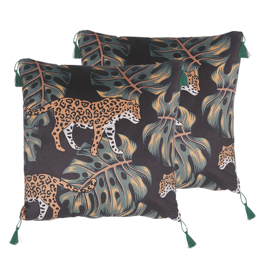 Set di 2 cuscini decorativi nero forma di animale45 x 45 cm motivo leopardo moderno Glamour Decor Accessori