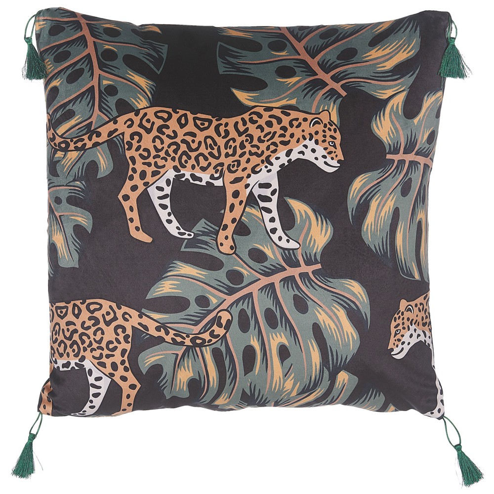 Set di 2 cuscini decorativi nero forma di animale45 x 45 cm motivo leopardo moderno Glamour Decor Accessori