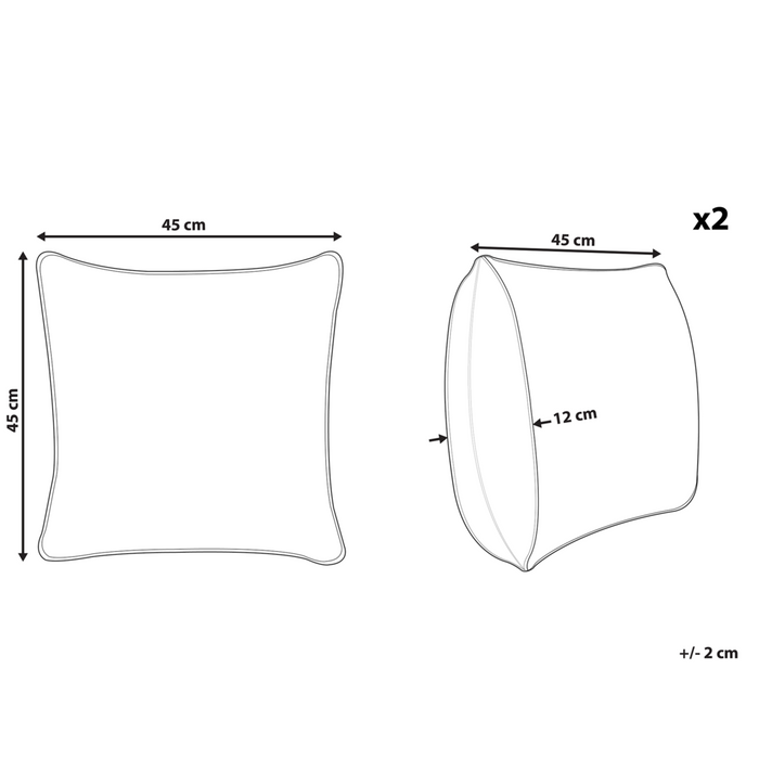 Set di 2 cuscini decorativi Stampa foglie beige 45 x 45 cm motivo ispirato alla natura moderno Glamour Decor Accessori