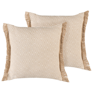 Set di 2 cuscini decorativi beige motivo geometrico 45 x 45 cm moderno boho Decor Accessori