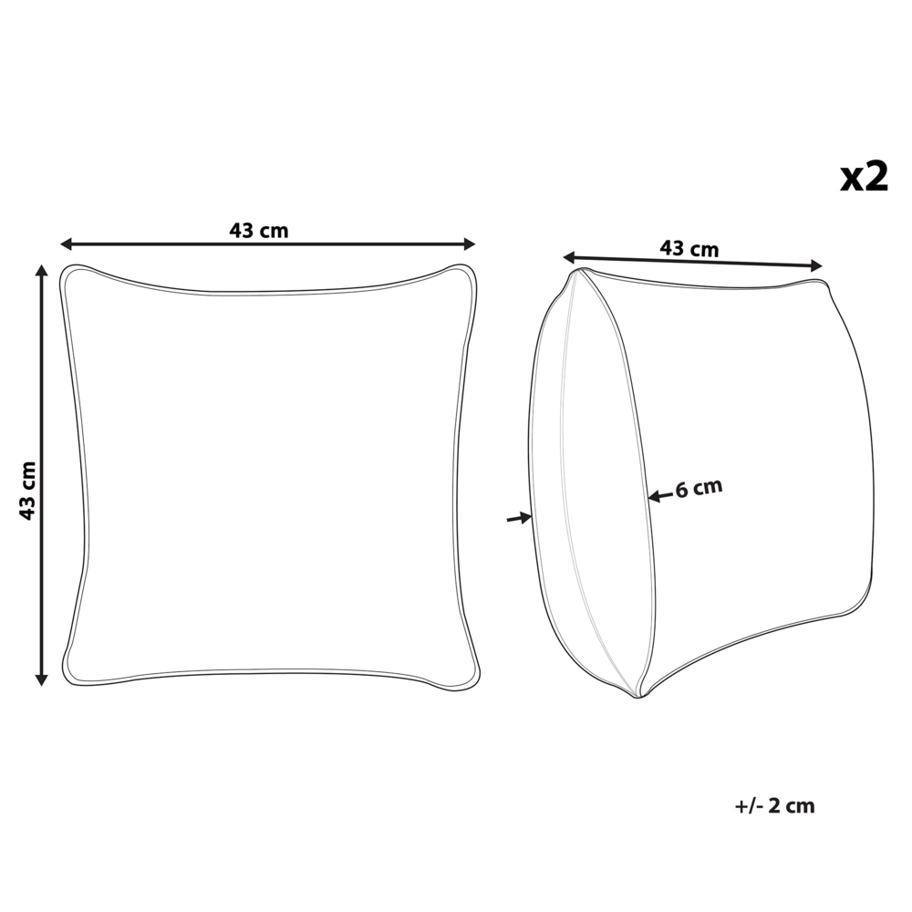 Set di 2 cuscini decorativi rossi 43 x 43 cm Bottoni a righe Cuscino per la casa Accessorio morbido per la casa
