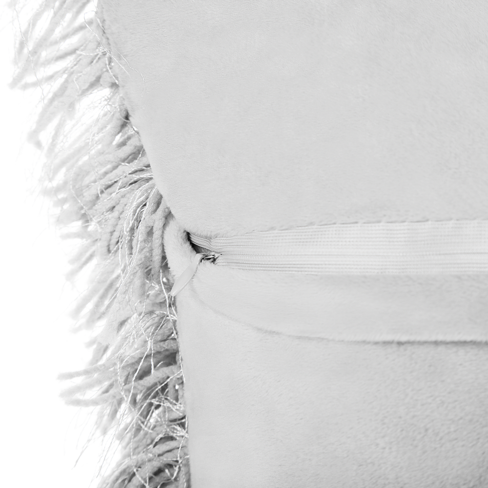 Set di 2 cuscini decorativi Fodera per cuscino in tessuto di poliestere grigio con inserto superficie pelosa 45 x 45 cm