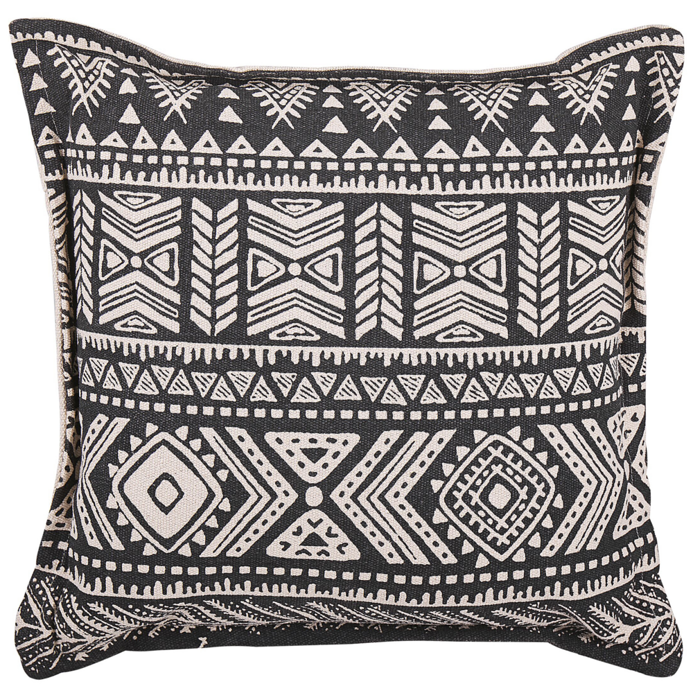Set di 2 cuscini Set di 2 cuscini copricuscino in cotone nero e beige con motivo boho quadrato di riempimento 45 x 45 cm
