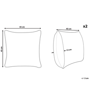 Set di 2 cuscini decorativi Fodera per cuscino in tessuto poliestere blu con inserto superficie pelosa 45 x 45 cm