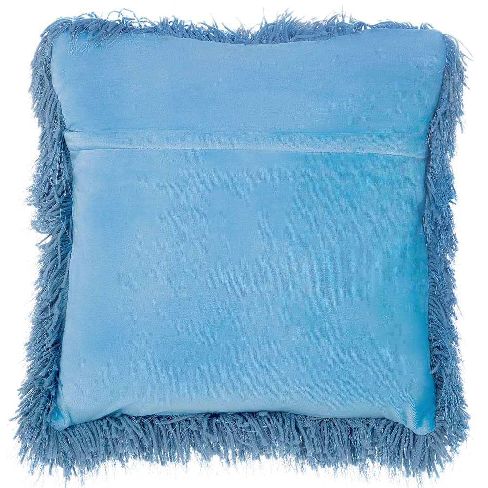Set di 2 cuscini decorativi Fodera per cuscino in tessuto poliestere blu con inserto superficie pelosa 45 x 45 cm