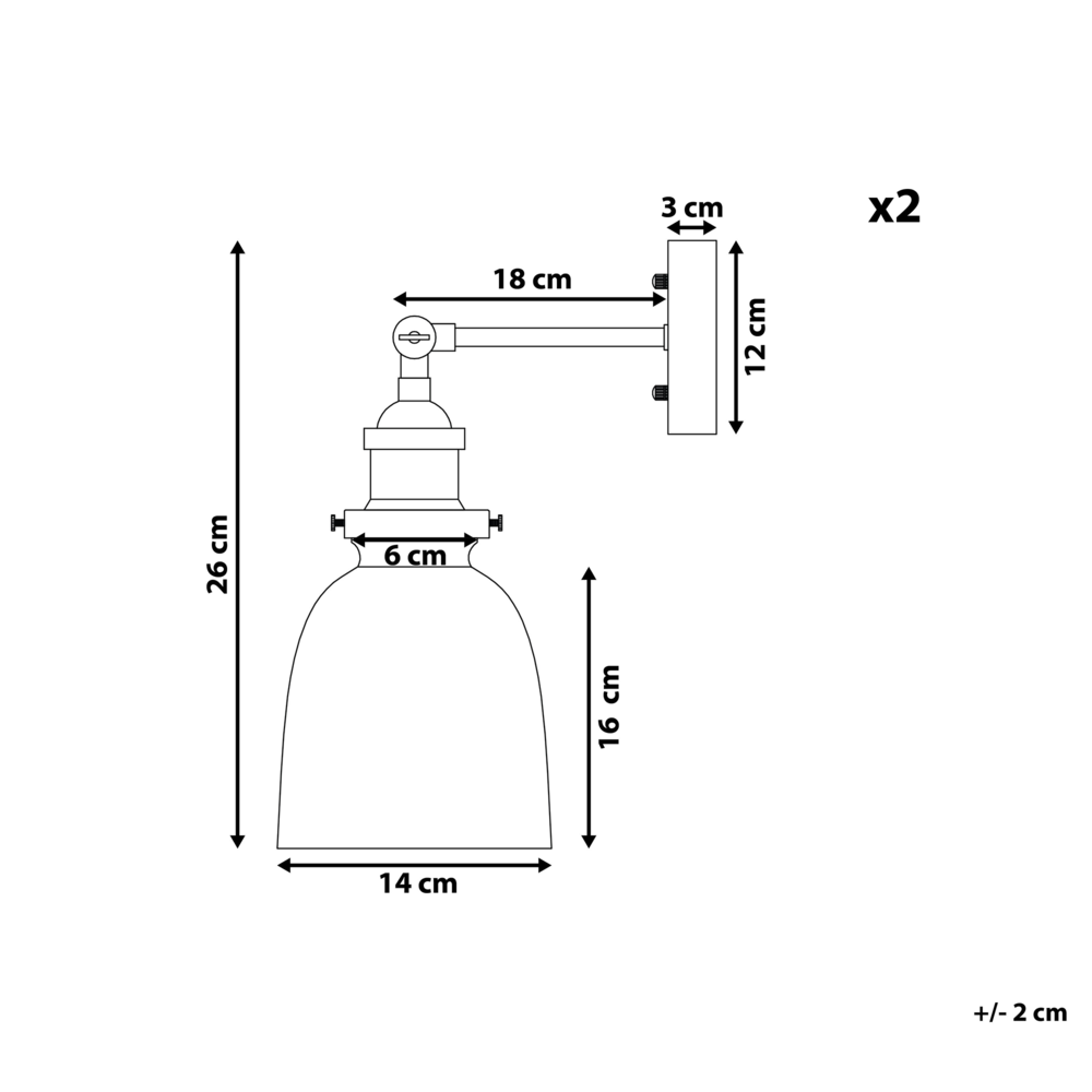 Lampade da Parete applique in vetro Nero con paralume in metallo regolabile industriale