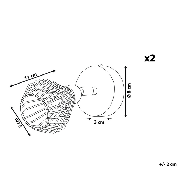 Set di 2 Lampade da Parete applique Rame Metallo Applique Orientabile Industriale