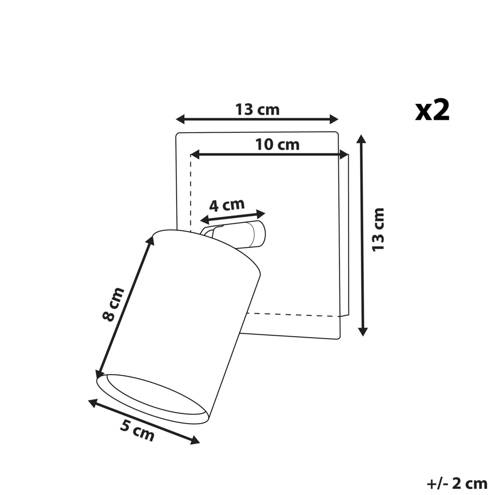 Set di 2 Lampade da Parete applique in metallo bianco Luce orientabile Glamour Design minimalista Illuminazione camera da letto
