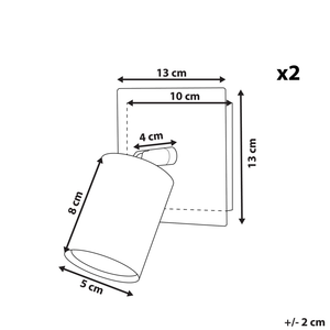 Set di 2 Lampade da Parete applique in Metallo Rame Orientabile Luce Glamour