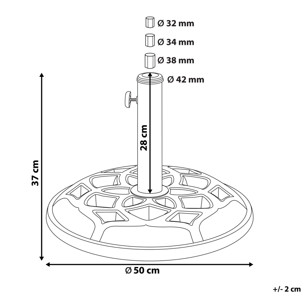 Base per ombrellone in cemento Nero 23 kg Portaombrelli da esterno rotondo