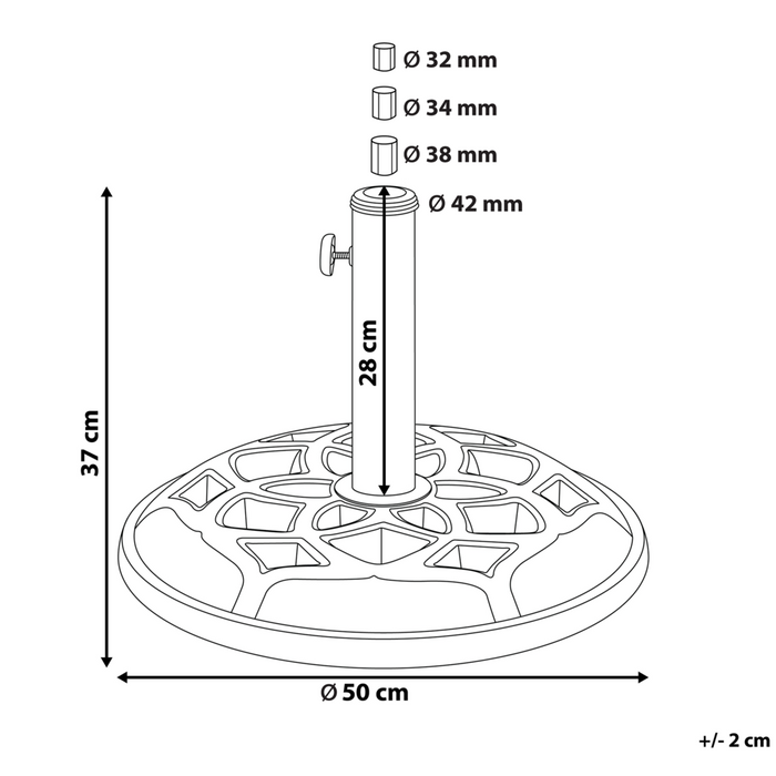 Base per ombrellone in cemento Nero 23 kg Portaombrelli da esterno rotondo