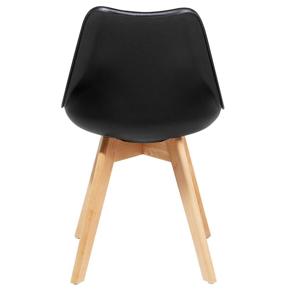 Set di 2 Sedie da Pranzo in Ecopelle Nera Gambe in Legno Lucido