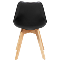 Set di 2 Sedie da Pranzo in Ecopelle Nera Gambe in Legno Lucido