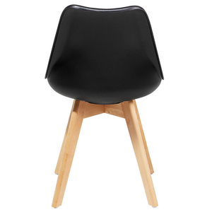 Set di 2 Sedie da Pranzo in Ecopelle Nera Gambe in Legno Lucido