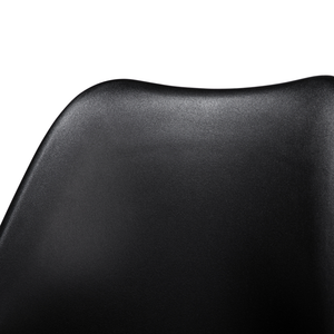 Set di 2 Sedie da Pranzo in Ecopelle Nera Gambe in Legno Lucido