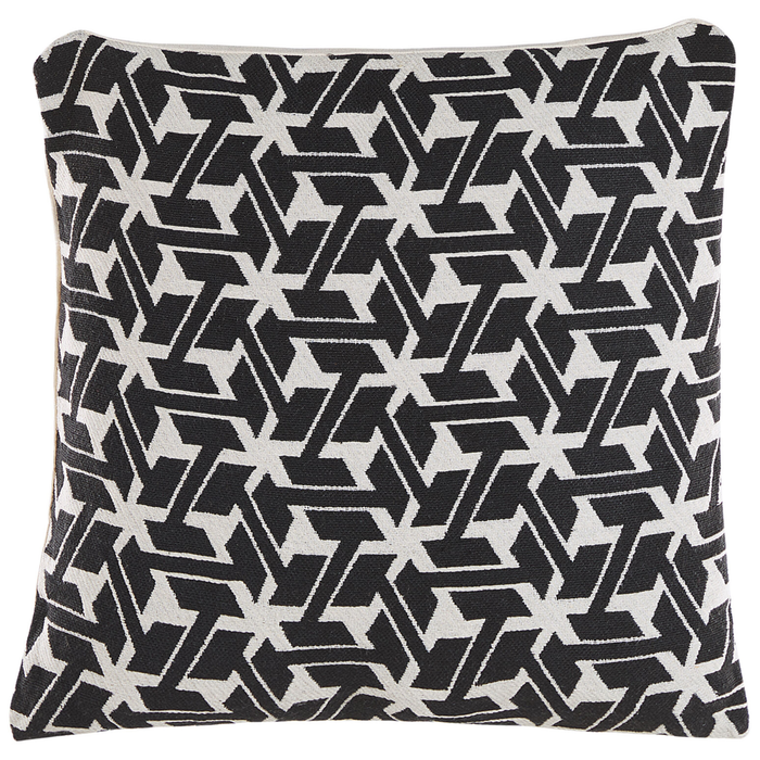 Set di 2 cuscini decorativi in cotone bianco e nero 45 x 45 cm federe rimovibili con imbottitura in poliestere