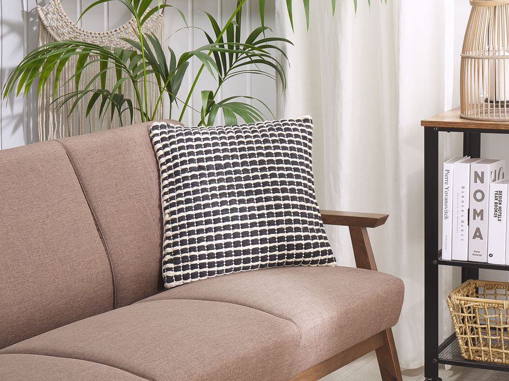 Cuscino decorativi in cotone bianco e nero 45 x 45 cm Fodera per cuscino a quadri con imbottitura in poliestere