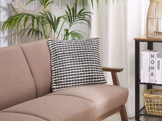 Cuscino decorativi in cotone bianco e nero 45 x 45 cm Fodera per cuscino a quadri con imbottitura in poliestere