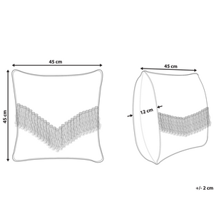 Cuscino decorativo in cotone beige 45 x 45 cm Federa per cuscino con frange testurizzate con imbottitura in poliestere