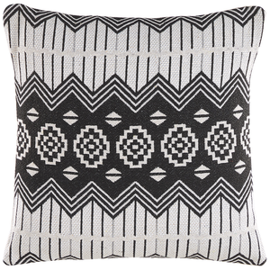 Set di 2 cuscini decorativi in cotone bianco e nero 45 x 45 cm federe rimovibili con imbottitura in poliestere