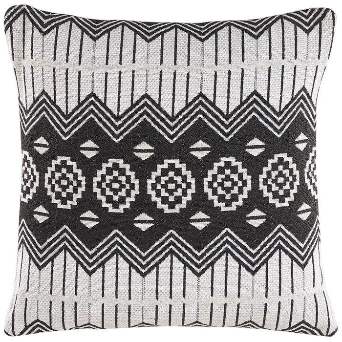 Set di 2 cuscini decorativi in cotone bianco e nero 45 x 45 cm federe rimovibili con imbottitura in poliestere