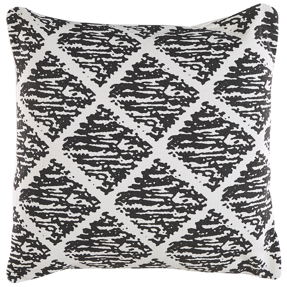 Set di 2 cuscini decorativi in cotone bianco e nero 45 x 45 cm federe rimovibili con imbottitura in poliestere