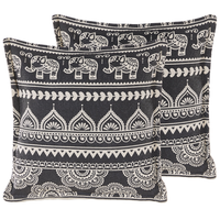 Set di 2 cuscini decorativi in cotone bianco e nero 45 x 45 cm federe rimovibili con imbottitura in poliestere