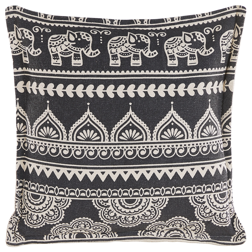 Set di 2 cuscini decorativi in cotone bianco e nero 45 x 45 cm federe rimovibili con imbottitura in poliestere