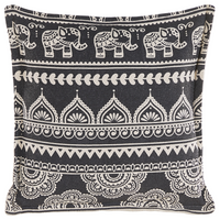 Set di 2 cuscini decorativi in cotone bianco e nero 45 x 45 cm federe rimovibili con imbottitura in poliestere