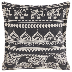 Set di 2 cuscini decorativi in cotone bianco e nero 45 x 45 cm federe rimovibili con imbottitura in poliestere