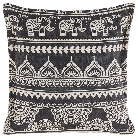 Set di 2 cuscini decorativi in cotone bianco e nero 45 x 45 cm federe rimovibili con imbottitura in poliestere