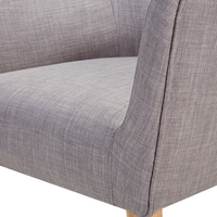 Poltrona Rivestimento In Tessuto Grigio Con Bottoni Gambe In Legno Stile Retrò