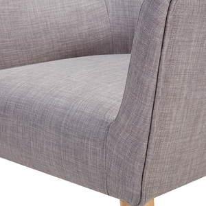 Poltrona Rivestimento In Tessuto Grigio Con Bottoni Gambe In Legno Stile Retrò