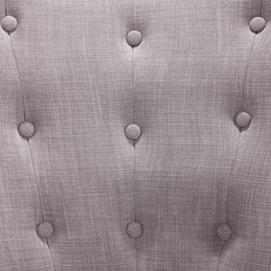 Poltrona Rivestimento In Tessuto Grigio Con Bottoni Gambe In Legno Stile Retrò