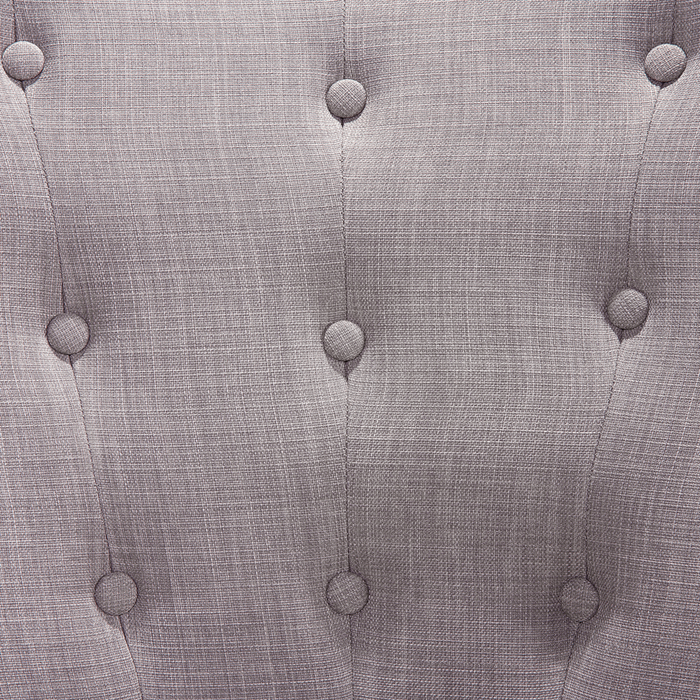 Poltrona Rivestimento In Tessuto Grigio Con Bottoni Gambe In Legno Stile Retrò