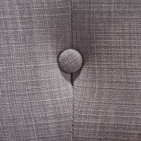 Poltrona Rivestimento In Tessuto Grigio Con Bottoni Gambe In Legno Stile Retrò