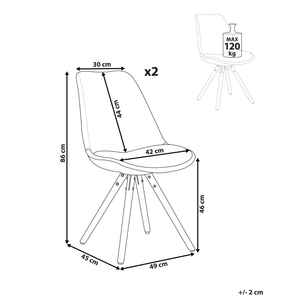 Set di 2 sedie da pranzo Sedile in ecopelle bianca Gambe in legno eleganti